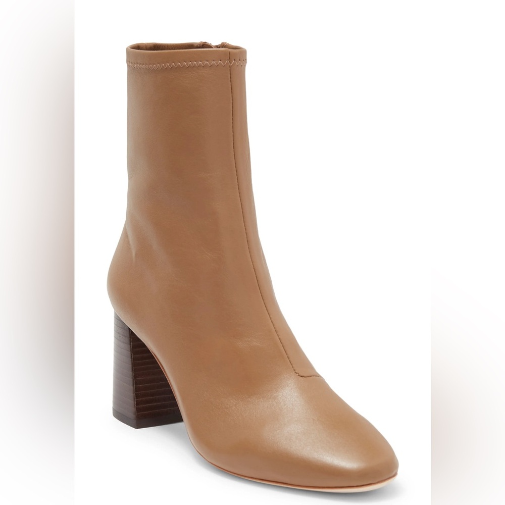 Loeffler Randall Elise Stretch Leather Bootie in Tobacco